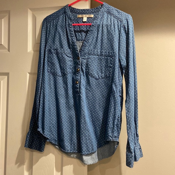 LC Lauren Conrad Tops - Polka Dot Chambray
